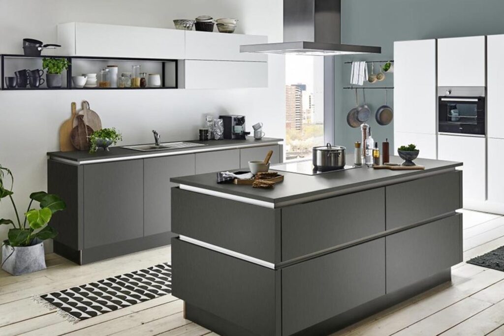A kitchen island dream in grey and white Nolte Brasov